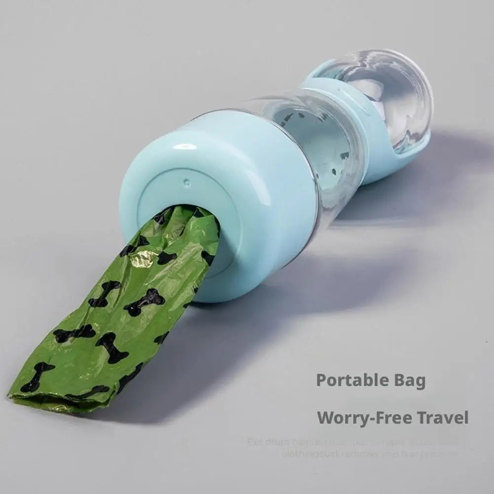 3-In-1 400Ml Portable Dog Water Bottle with Poop Bag Dispenser, Leak-Proof Pet Water & Food Bottle for Outdoor Walking, Hiking